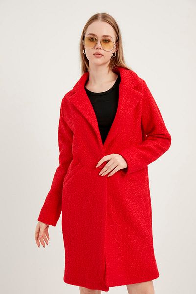 MEECY Roter Bouclé-Mantel für Damen
