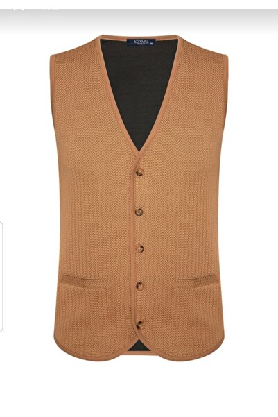 SÜVARİ Erkek Kahverengi Kapitone Örme Yelek