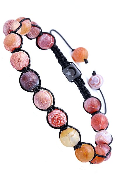 Tesbih Atölyesi Certified Macrame Bracelet with Red Agate Stone