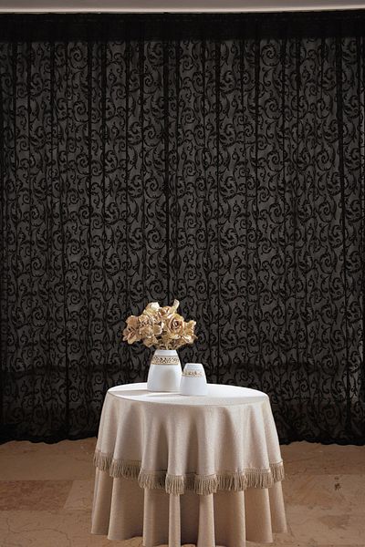 AKÇA TEKSTİL Sultan 2 Black Color Single Wing Ready-made Planted Pleated Background Curtain 300*260 Cm