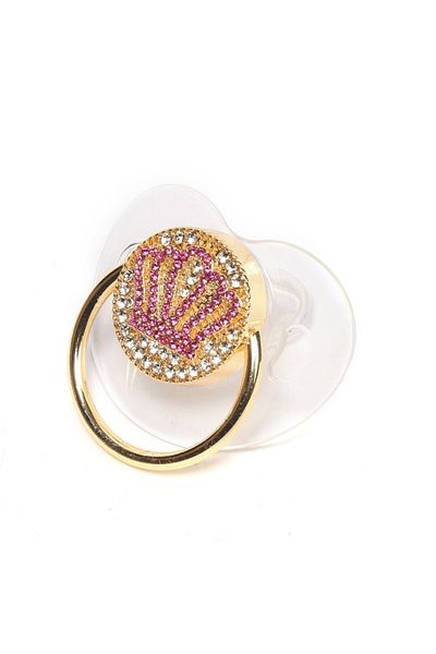 Sahi Aksesuar Pink Crown Model Silicone Pacifier with Plated Zircon Stone