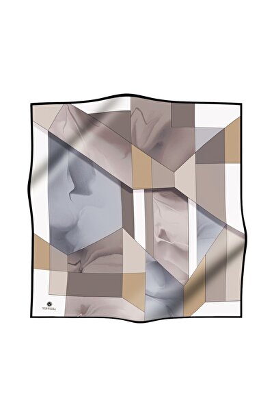 Vissona Γυναικείο Twill Silk Φουλάρι Μπεζ - Γκρι