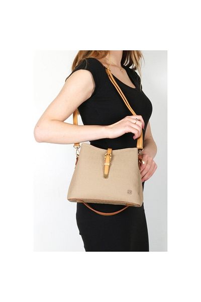 By Hakan Byhakan Dm-1270 Embossed Hand and Shoulder Bag Mink-camel