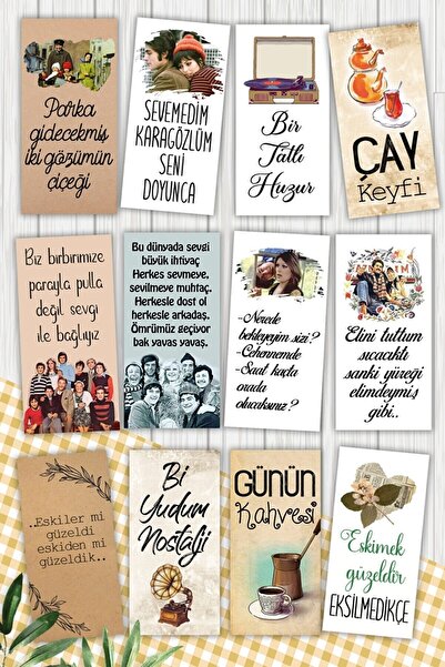 Pankart Evi Nostalji Kahve Motto 12'li Sunum Kartları Yeşilçam