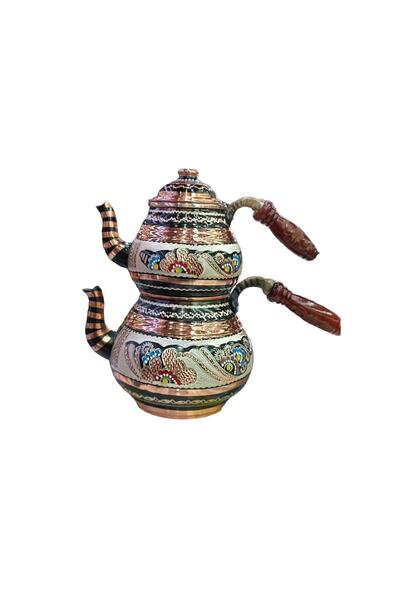Batur Ticaret Özel Yapım Geleneksel Erzincan Nakışlı Ağır Bakır Çaydanlık