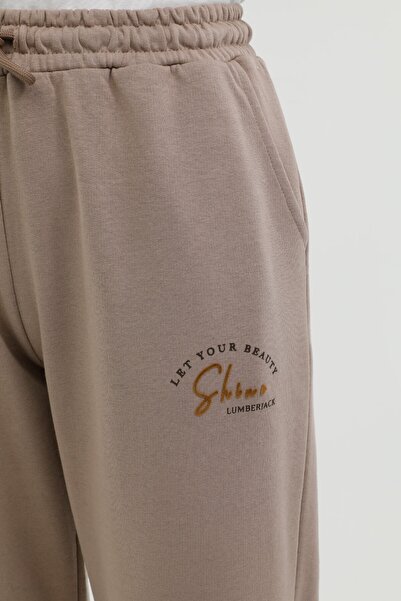 lumberjack W-gf44 Bena Slogan Jogger Vizon Kadın Eşofman Altı