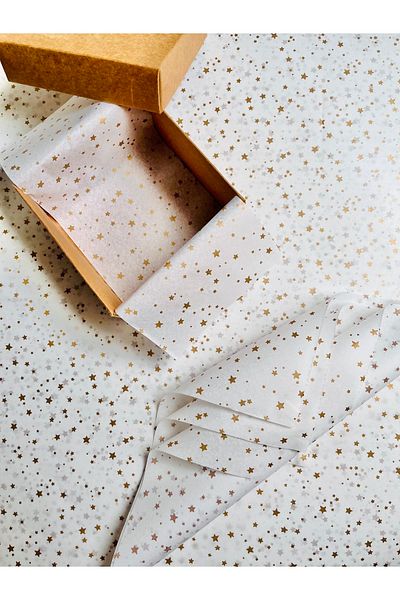 t tuğset etiket Gold Star Patterned Pelur Paper / white Pelur 50