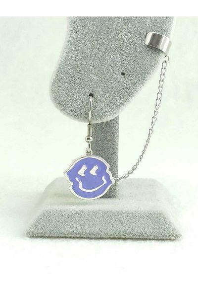 Fugusugu Happy Face Tragus Compression Chain Earrings