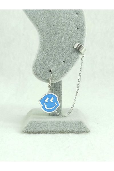 Fugusugu Happy Face Tragus Compression Chain Earrings