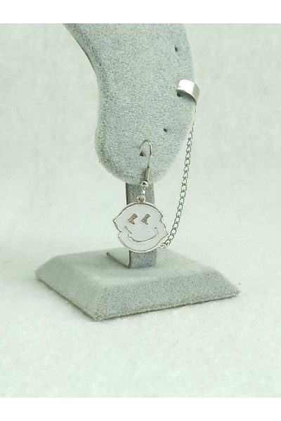 Fugusugu Happy Face Tragus Compression Chain Earrings