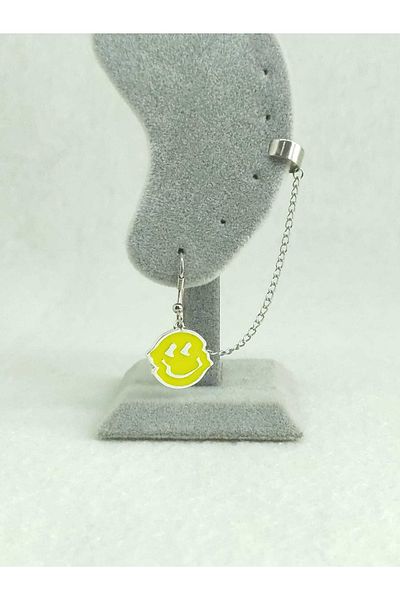 Fugusugu Happy Face Tragus Compression Chain Earrings
