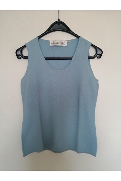 Butik Tülin Kadın Saf Kaşmir Mavi Yumuşak Süveter L Beden