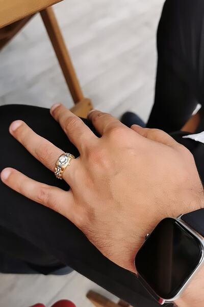 Utku Kuyumculuk 14 Ayar Özel Tasarım Saat Modeli Altın Yüzük