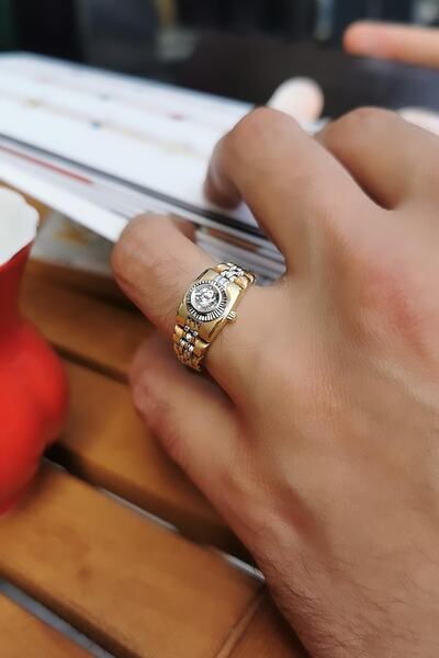 Utku Kuyumculuk 14 Ayar Özel Tasarım Saat Modeli Altın Yüzük