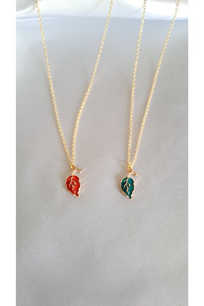 SOUL BY A&B Mavi Kırmızı Yaprak Kolye 2li Arkadaşlık Bff Sevgili Kolyesi Yılb...