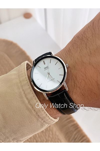 Q&Q Men's Wristwatch Leather Cord 3 Atm Waterproof Original Product