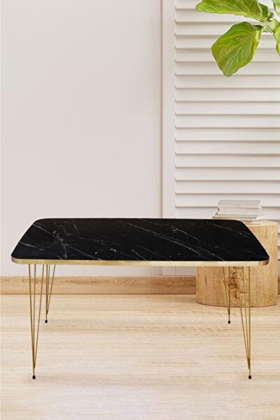 Victor Vallery Tekli Sehpa Siyah Mermer Desenli