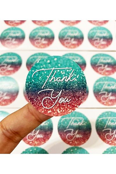 anka design Sticker Coated (4x4cm) 48 Pieces Thank You