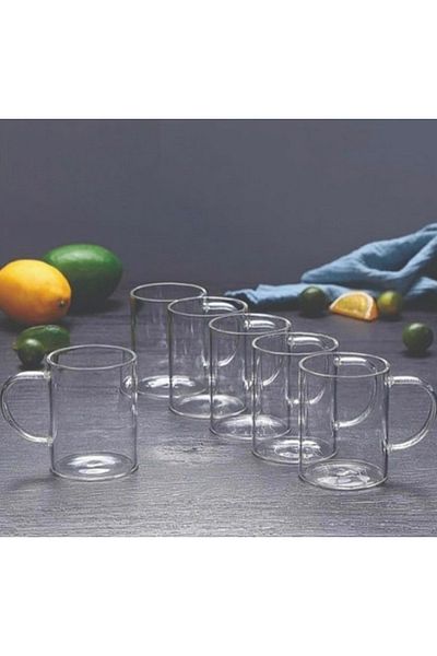 Kitchen Pembelia 6 Pieces Borosilicate Heat Resistant Thermisil Glass Mug 200 Ml