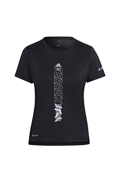 adidas Bisiklet Yaka Desenli Siyah Kadın T-shirt Ha7552 Agravıc Shırt W