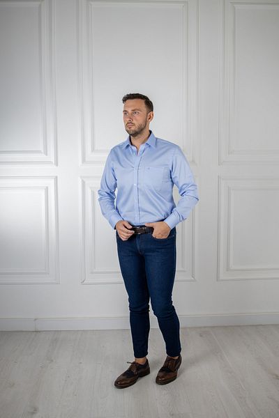 Sarar Cămașă Elvio Co Regular Fit albastru închis cu buzunare