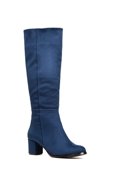 irmona Felipe Синій розкішний замшевий чобіт з блискавкою нижче коліна на підборах