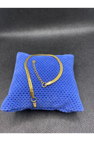 Lizzy Unisex Gold Italian Flat Steel Bracelet