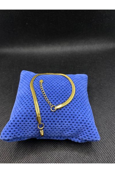 Lizzy Unisex Gold Italian Flat Steel Bracelet