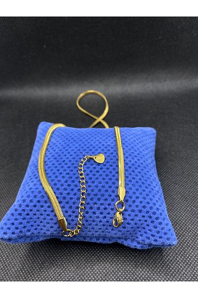 Lizzy Unisex Gold Italian Flat Steel Necklace