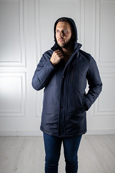 Sarar Hooded Navy Blue Coat