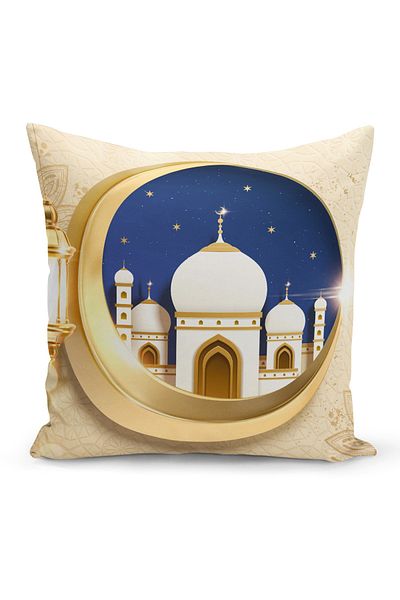 Filamente Ramadan Special Patterned Double Sided Digital Printed Throw Pillow Cover