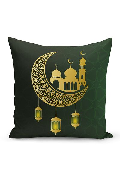 Filamente Ramadan Special Patterned Double Sided Digital Printed Throw Pillow Cover