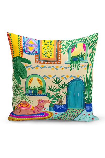 Filamente Ramadan Special Patterned Double Sided Digital Printed Throw Pillow Cover