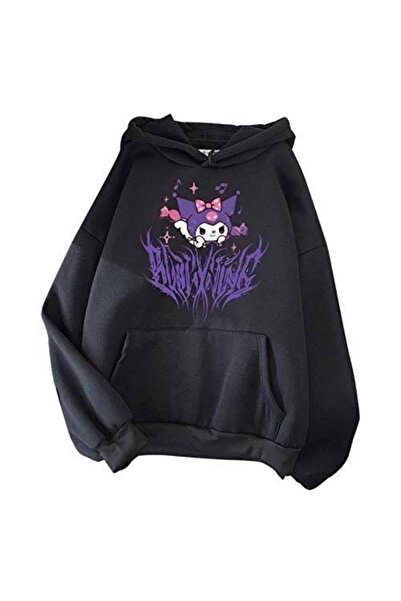 DENİKK Γλυκό μπλουζάκι Harujuku Gothic Kuromi με μαύρη κουκούλα