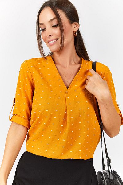 armonika Bluse - Gelb - Figurbetont