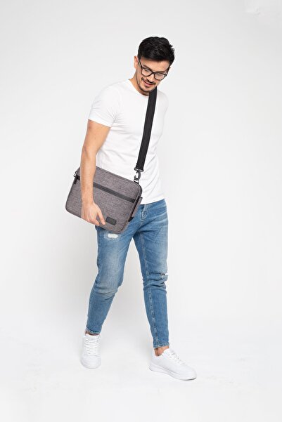 Classone Wsm144 Monza Series، 13-14 بوصة قماش مقاوم للماء وسحاب كمبيوتر محمول، حقيبة كمبيوتر محمول - رمادي خاص