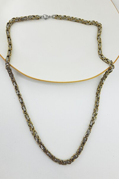 NurTuna Kral Zincir Çift Renkli Erkek Paslanmaz Çelik Kolye