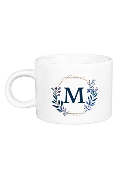 Öz Kupa White M Letter Printed Porcelain Motto Cup