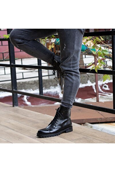 İBAY Wınner Postal Erkek Siyah Fermuarlı Hakiki Deri Bot