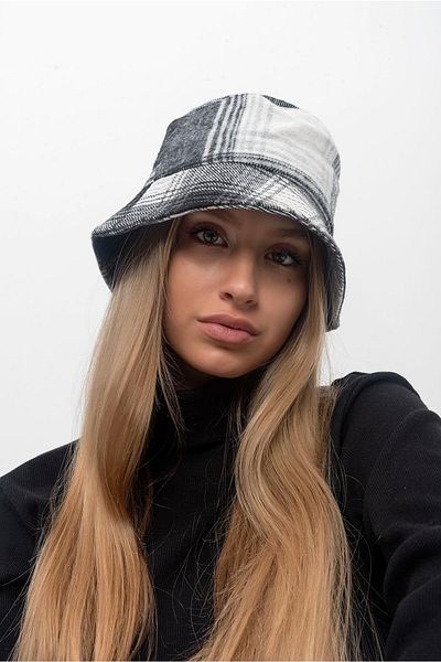 Saria Moda Plaid Pattern Bucket Bowl Black-white Hat
