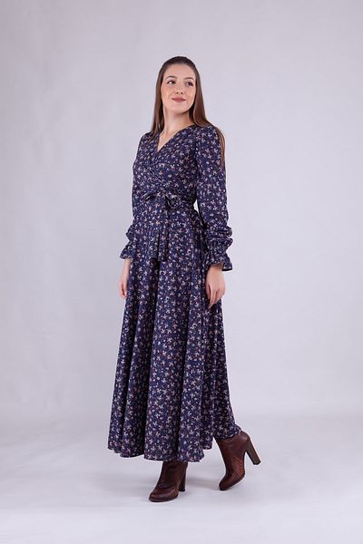 Bidoluelbise Rochie de damă din velur cu imprimeu floral, lungime maxi, cu guler dublu, cu mânecă lungă