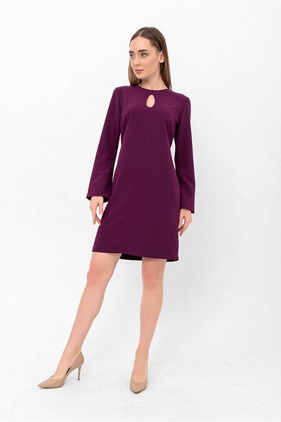 Laranor Purple Drop Collar Half Spanish Sleeve Crepe Dress