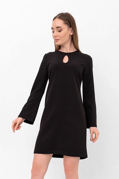 Laranor Black Drop Collar Half Spanish Sleeve Crepe Dress