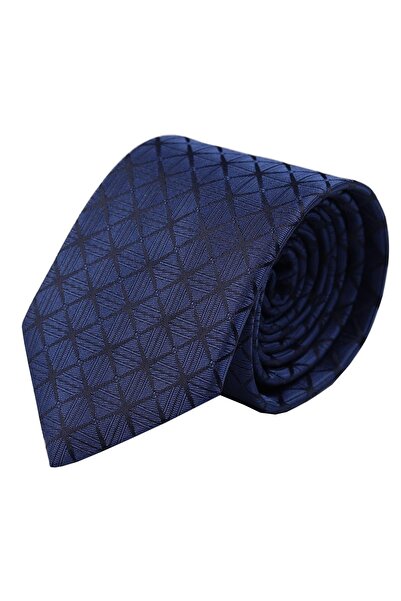 Esgue Patterned Brown & Navy Blue Tie