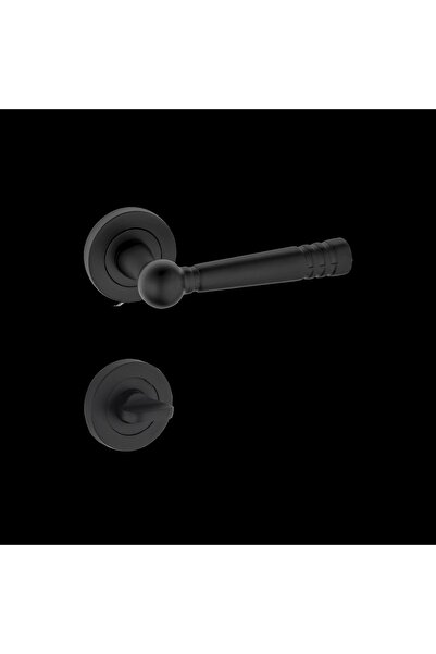 İstanbul E-Hırdavat Mat Siyah Rozetli Lüx Wc Kapı Kolu Osmanlı Rozetli Banyo Kapı Kolu 1 Takım Wc - Banyo Kapı Kolu