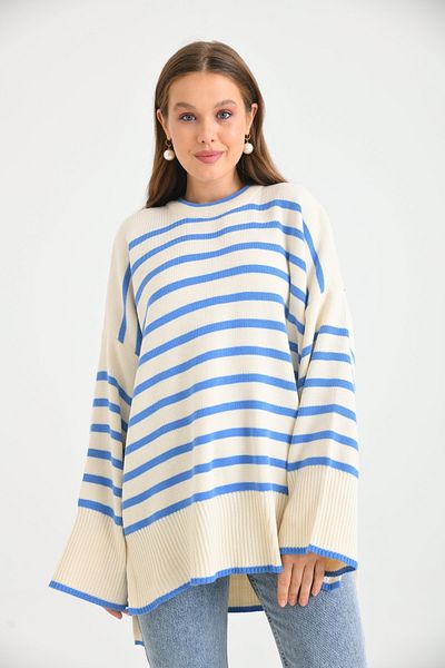 VOLT CLOTHİNG Pulover oversize tricot cu dungi pentru damă