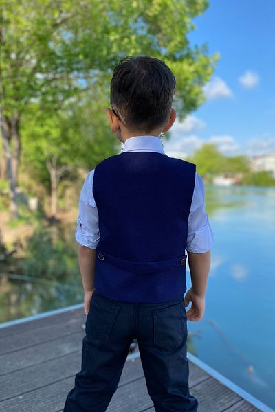 Delfini kids 6 Button Tuxedo Suit with Vest and Bow Tie