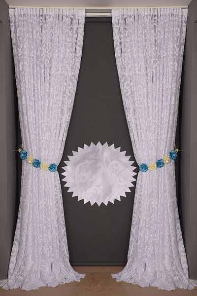 AKÇA TEKSTİL Sultan 2 Off White Color Single Wing Ready Planted Pleated Background Curtain 300*260 Cm