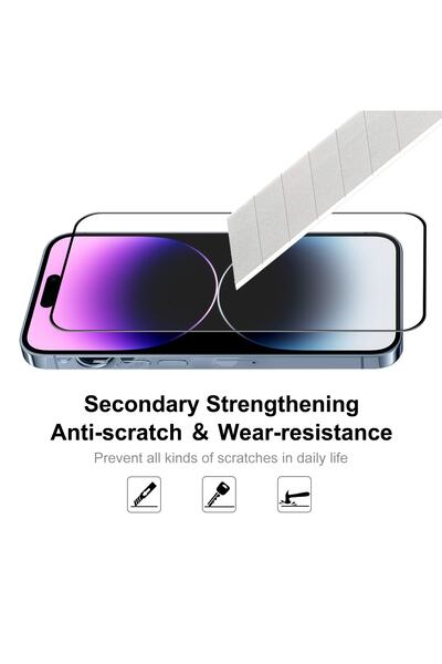 m.tk moveteck Iphone 14 Pro Max 5d Full Glue Kaplar Ekran Koruyucu Zırh Cam Tempered Glass Full Film