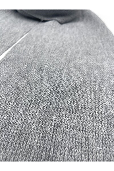 nazipek Düz Renk Pamuklu Örme Gri Atkı Kaşkol 190 Cm